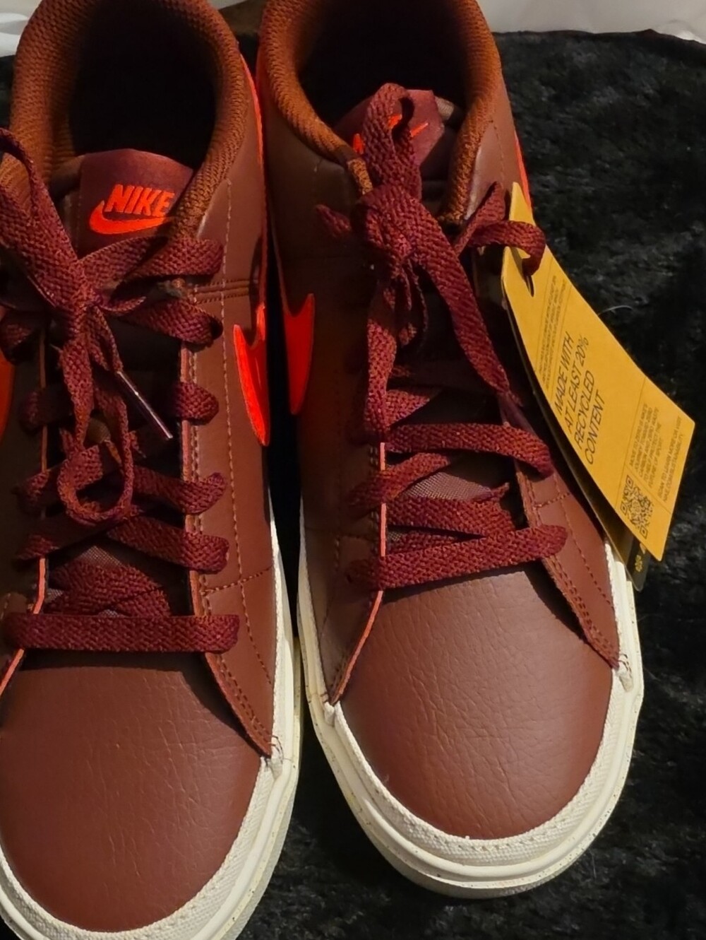 Nike Men's Burgundy Sneakers with Bright Orange Swoosh